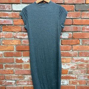 Fitted grey knit midi dress